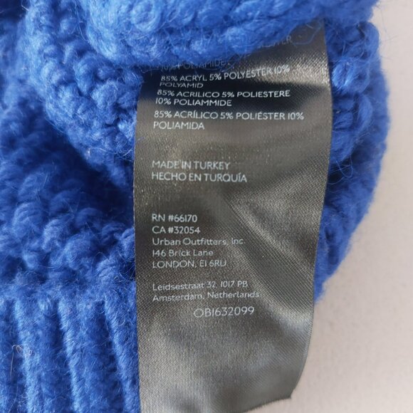 Anthropologie Indigo Blue Sweater Size M Cable Knit Crop Balloon Sleeve Warm EUC - Picture 10 of 14